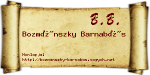 Bozmánszky Barnabás névjegykártya